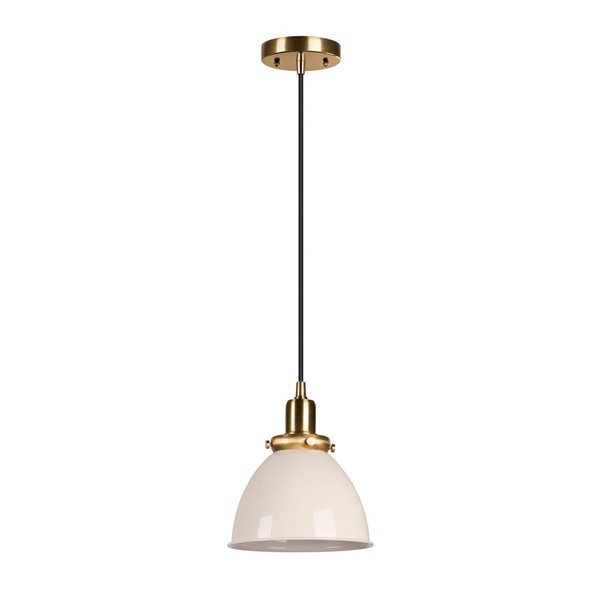 Luminaire suspendu Madison Hailey Home 8 po l. blanc perlé avec abat-jour en métal