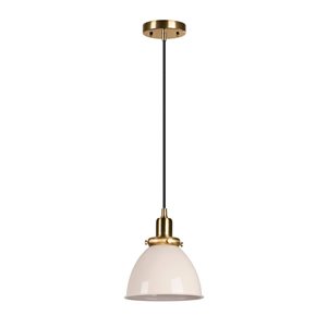 Luminaire suspendu Madison Hailey Home 8 po l. blanc perlé avec abat-jour en métal