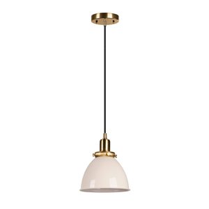 Hailey Home Madison 8-in W Pearl White Pendant Ceiling Light w/ Metal Shade