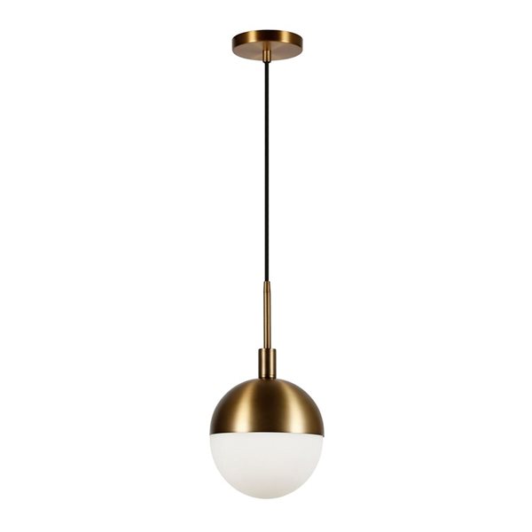 Luminaire suspendu Orb Hailey Home 8 po l. laiton avec abat-jour en verre givré