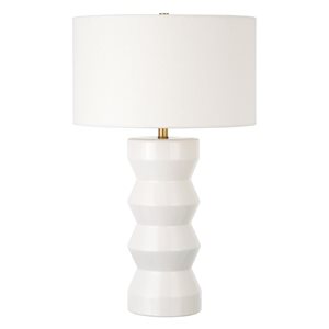 Hailey Home Carlin 28-in H Matte White Ceramic Table Lamp with Fabric Shade