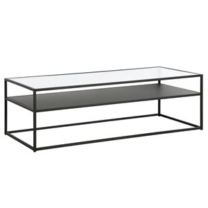 Hailey Home Ada Large Black Glass Coffee Table