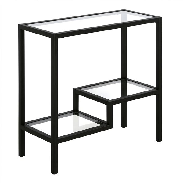 Hailey Home Lovett Black Glass Rectangular End Table
