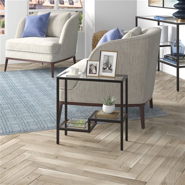 Hailey Home Lovett Black Glass Rectangular End Table