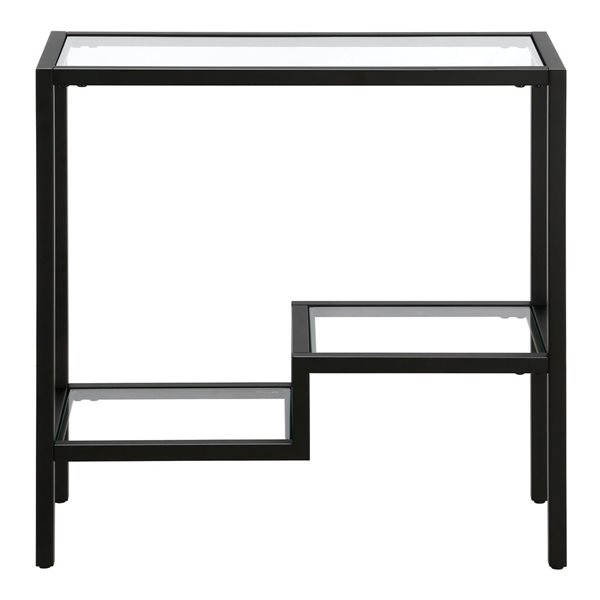 Hailey Home Lovett Black Glass Rectangular End Table