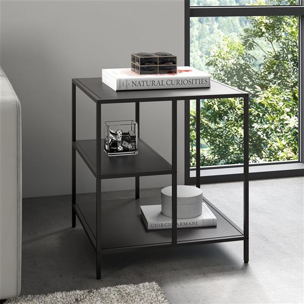 Hailey Home Winthrop Black Metal Square End Table