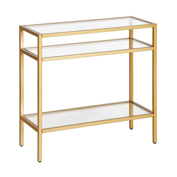 Hailey Home Sivil Brass Glass Rectangular End Table