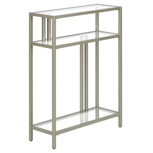 Hailey Home Cortland 22 W x 29.5-in H Satin Nickel Metal Industrial Console Table w/ Glass Shelves