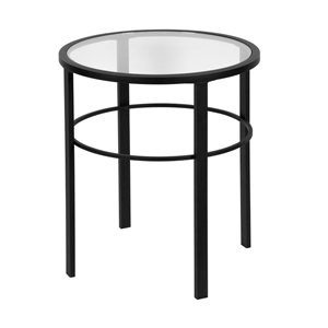 Table d'appoint ronde Gaia de Hailey Home noir avec surface en verre