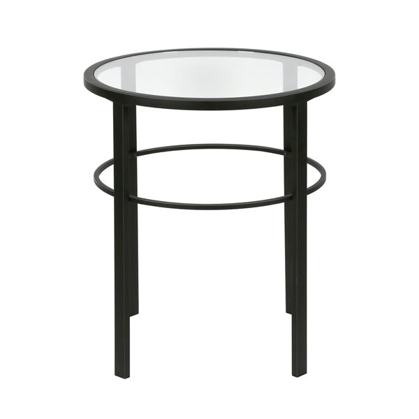 Table d'appoint ronde Gaia de Hailey Home noir avec surface en verre