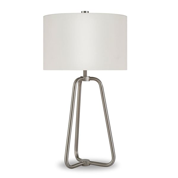 Hailey Home Marduk 25.5-in H Brushed Nickel Metal Table Lamp with White Fabric Shade