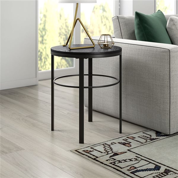 Hailey Home Gaia Black Composite Round End Table