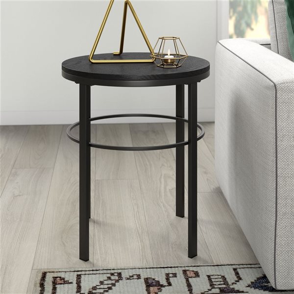 Hailey Home Gaia Black Composite Round End Table