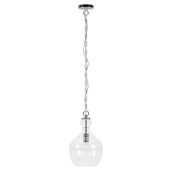 Luminaire suspendu Verona Hailey Home 11 po l. nickel avec abat-jour en verre transparent