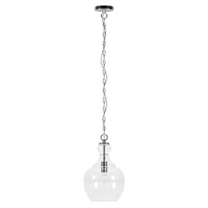 Luminaire suspendu Verona Hailey Home 11 po l. nickel avec abat-jour en verre transparent