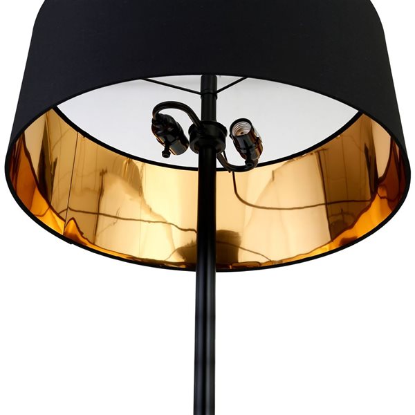 Hailey Home Estella 62-in H Black and Brass Floor Lamp w/ Black Fabric Shade