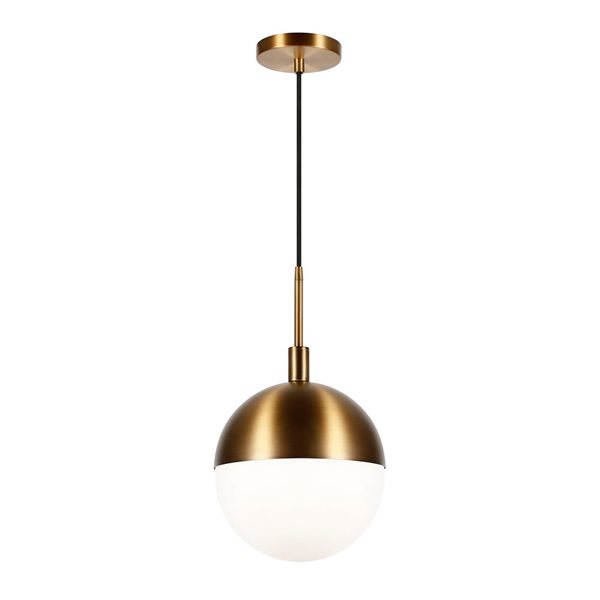 Luminaire suspendu Orb Hailey Home 10 po l. laiton avec abat-jour en verre givré