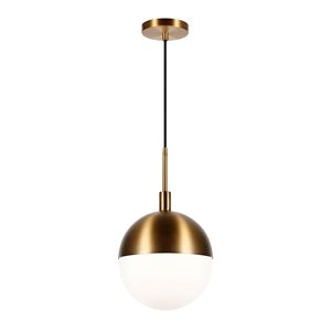 Luminaire suspendu Orb Hailey Home 10 po l. laiton avec abat-jour en verre givré