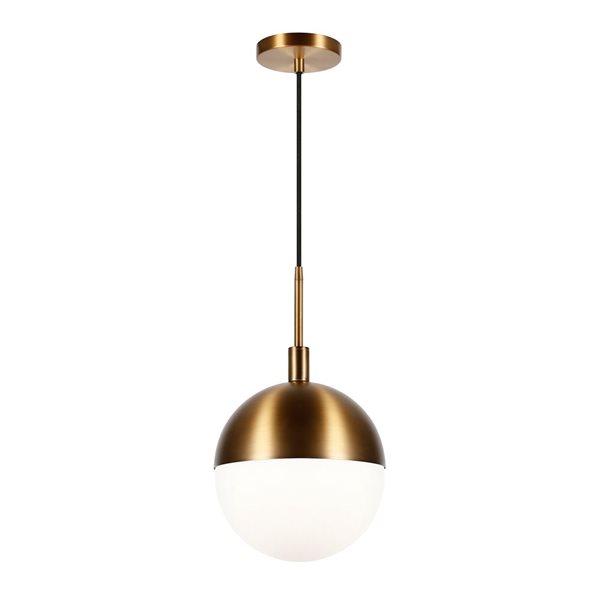 Hailey Home Orb 10-in W Brass Large Pendant Ceiling Light w/ Frosted Glass Shade