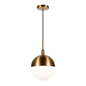 Hailey Home Orb 10-in W Brass Large Pendant Ceiling Light w/ Frosted Glass Shade