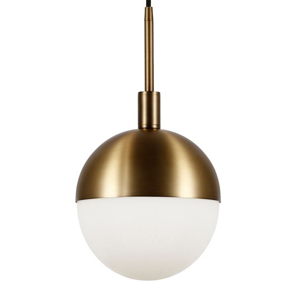 Hailey Home Orb 10-in W Brass Large Pendant Ceiling Light w/ Frosted Glass Shade