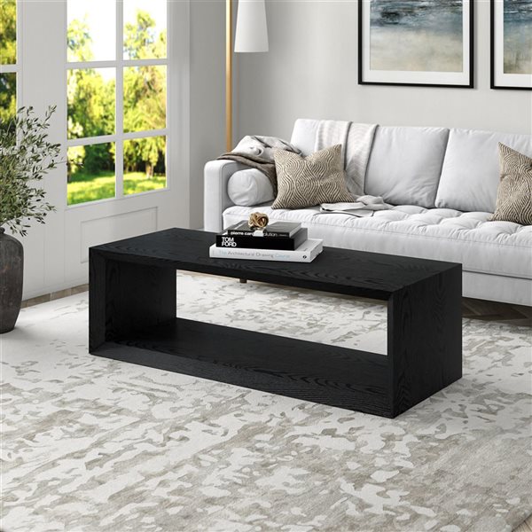 Hailey Home Osmond Large Black Grain Composite Coffee Table