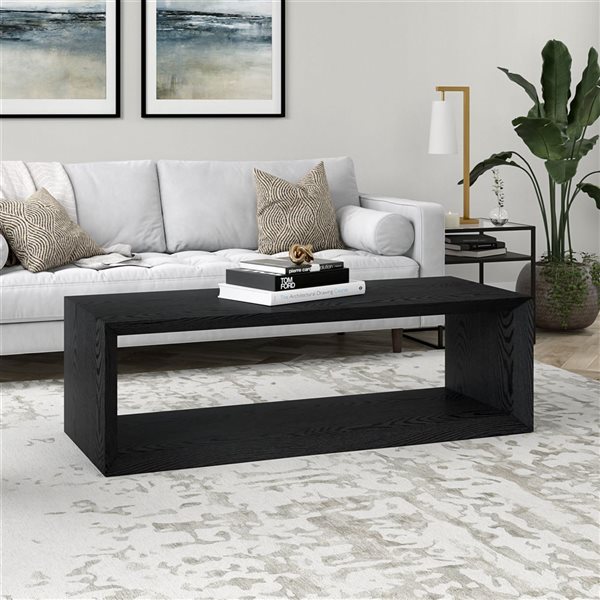 Hailey Home Osmond Large Black Grain Composite Coffee Table