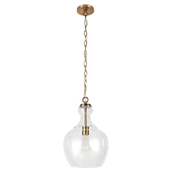 Hailey Home Verona 11-in W Brass Pendant Ceiling Light w/ Clear Glass Shade