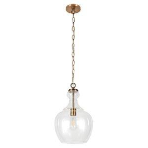Hailey Home Verona 11-in W Brass Pendant Ceiling Light w/ Clear Glass Shade