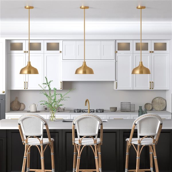 Hailey Home Mackenzie 10.75-in W Brass Pendant Ceiling Light w/ Metal Shade