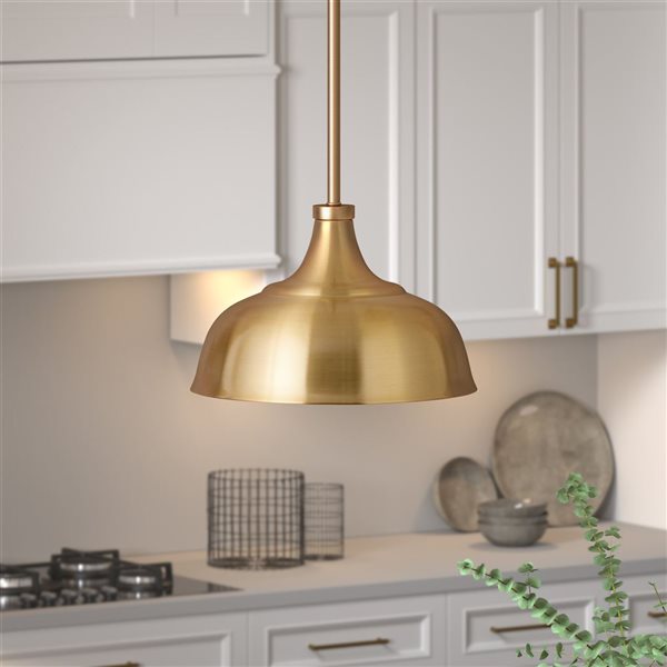 Hailey Home Mackenzie 10.75-in W Brass Pendant Ceiling Light w/ Metal Shade