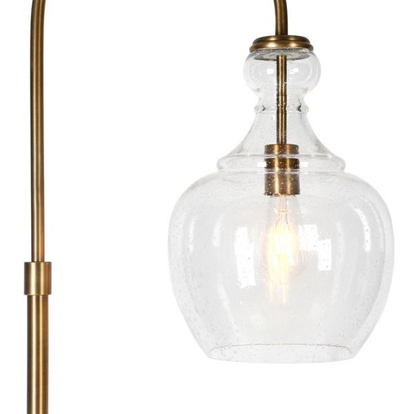 Hailey Home Verona 70-in H Brass Arc Floor Lamp w/ Seeded Glass Shade