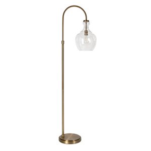 Hailey Home Verona 70-in H Brass Arc Floor Lamp w/ Seeded Glass Shade