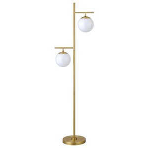 Hailey Home Pyrus 70.5-in H Brass 2-Light Floor Lamp w/ White Glass Shades