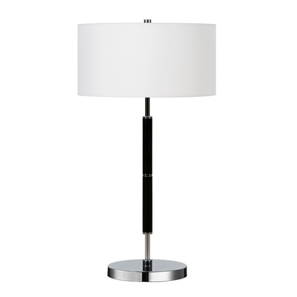 Hailey Home Simone 25-in H Black/Nickel 2-Light Table Lamp with Fabric Shade