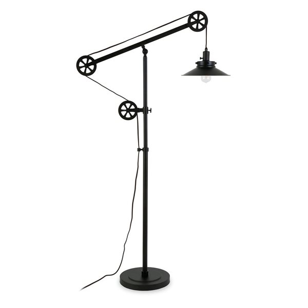 Hailey Home Descartes 63-in H Black Pulley System Floor Lamp w/ Metal Shade