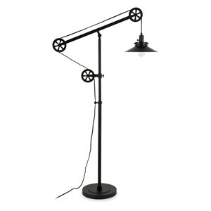 Hailey Home Descartes 63-in H Black Pulley System Floor Lamp w/ Metal Shade