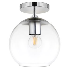 Hailey Home Bartlett 9-in W Polished Nickel Semi Flush Mount Light w/ Clear Glass Shade