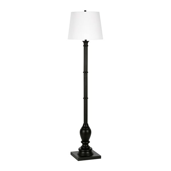 Hailey Home Minnie 66-in H Black Farmhouse Floor Lamp w/ White Fabric Shade