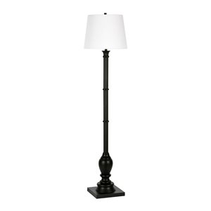 Hailey Home Minnie 66-in H Black Farmhouse Floor Lamp w/ White Fabric Shade