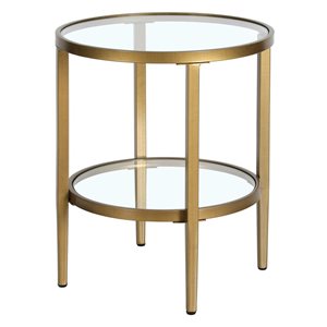 Hailey Home Hera Brass Glass Round End Table