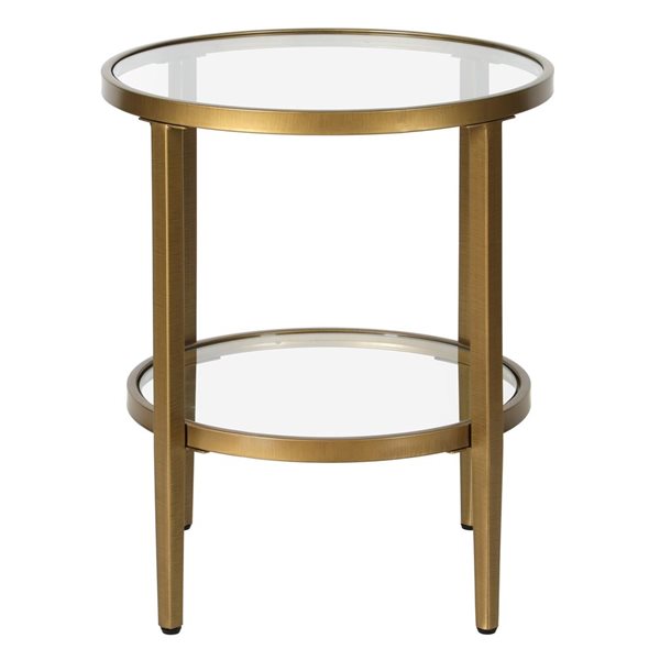 Hailey Home Hera Brass Glass Round End Table