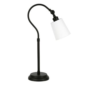 Lampe de table Harland de Hailey Home 25 po h. métal bronze noirci avec abat-jour en tissu blanc