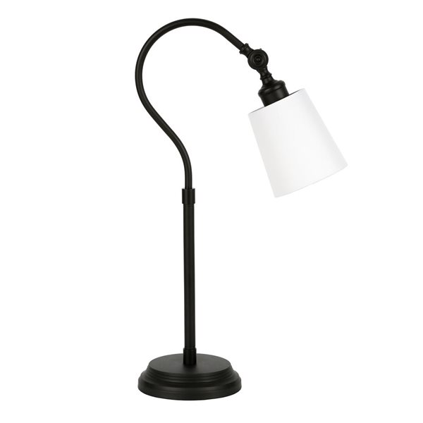 Hailey Home Harland 25-in H Blackened Bronze Metal Table Lamp with White Fabric Shade