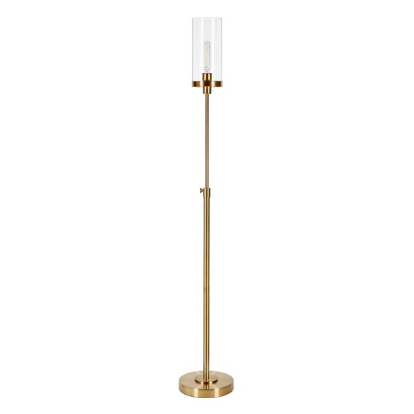 Hailey Home Frieda 66-in H Brass Floor Lamp w/ Clear Glass Shade