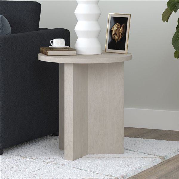 Hailey Home Anders White Composite Round End Table