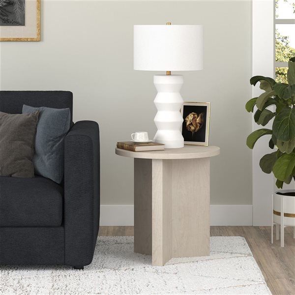 Hailey Home Anders White Composite Round End Table