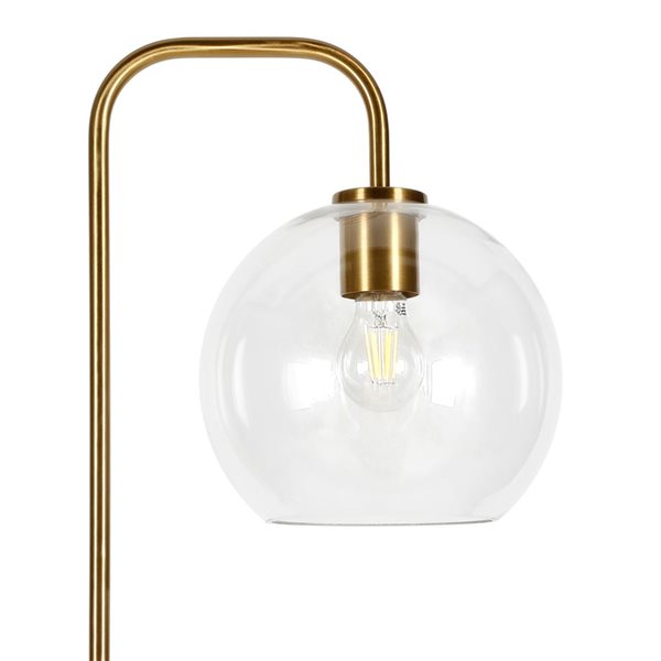 Hailey Home Harrison 62-in H Brass Arc Floor Lamp w/ Clear Glass Shade