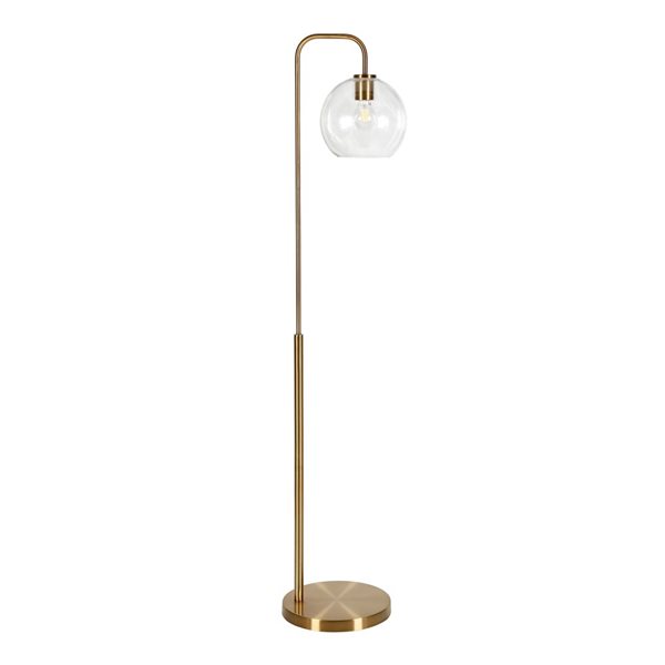 Hailey Home Harrison 62-in H Brass Arc Floor Lamp w/ Clear Glass Shade