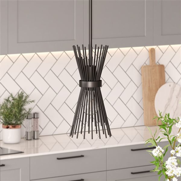 Hailey Home Andromeda 7-in W Black Starburst Pendant Ceiling Light w/ Metal Shade